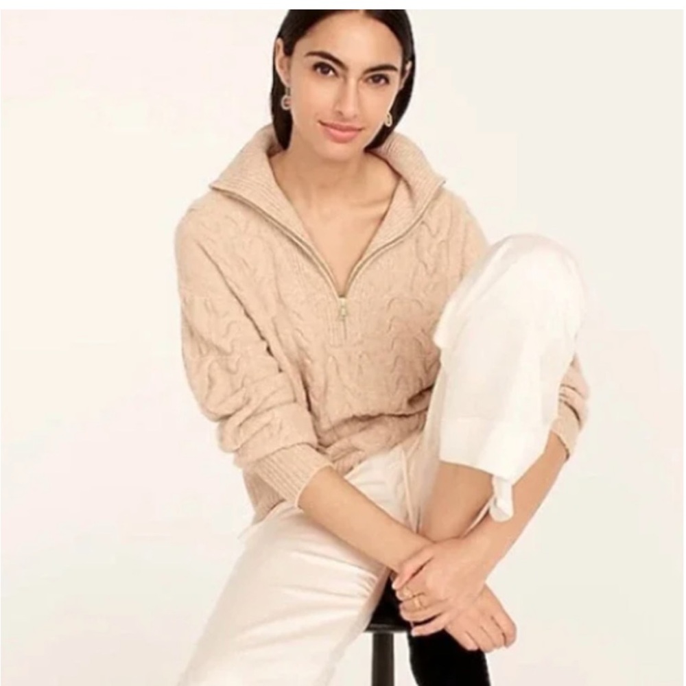 J. Crew Cable-Knit Half-Zip Sweater in Supersoft Yarn